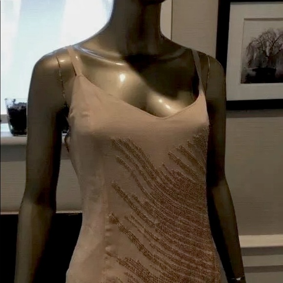 New Calvin Klein Sequin Nude Beige Sand Silk Top12 - Picture 2 of 8